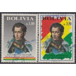 Bolivia 885/86 1995 Bicentenario del nacimiento de Antonio José de Sucre Usado