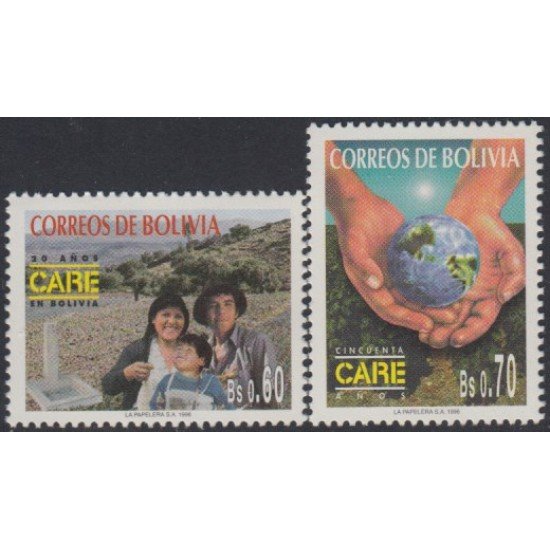 Bolivia 925/26 1996 50 Años de CARE Globo terrestre MNH Bolivia 925/26 1996 50 Años de CARE Globo terrestre MNH