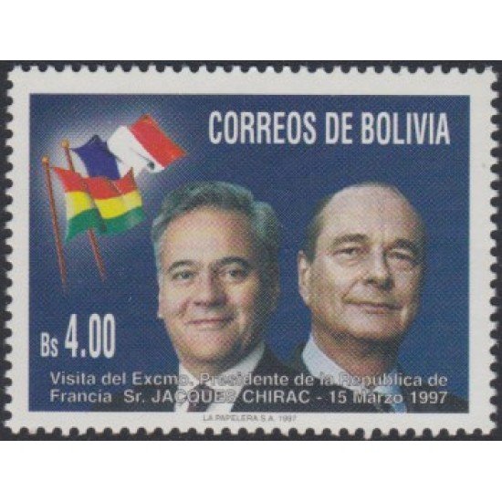 Bolivia 955 1997 Visita del Presidente de Francia Jacques Chirac MNH Bolivia 955 1997 Visita del Presidente de Francia Jacques Chirac MNH