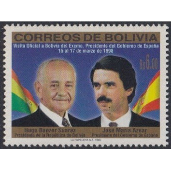 Bolivia 973 1998 Visita del Presidente José María Aznar a Bolivia MNH Bolivia 973 1998 Visita del Presidente José María Aznar a Bolivia MNH