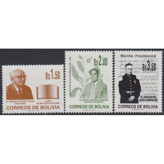 Bolivia 976/78 1998 Serie Antigua Personalidades MNH Bolivia 976/78 1998 Serie Antigua Personalidades MNH