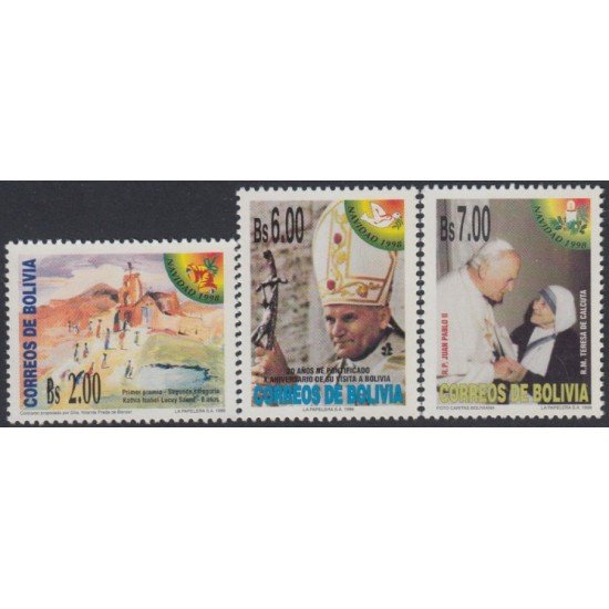 Bolivia 998/1000 1998 Navidad Christmas SS Juan Pablo II MNH