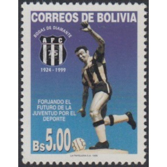 Bolivia 1002 1999 75 Aniversario del Club de Fútbol AFC MNH Bolivia 1002 1999 75 Aniversario del Club de Fútbol AFC MNH