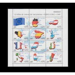 España Spain Minipliego 63 Países del Euro 1999 España Spain Minipliego 63 Países del Euro 1999