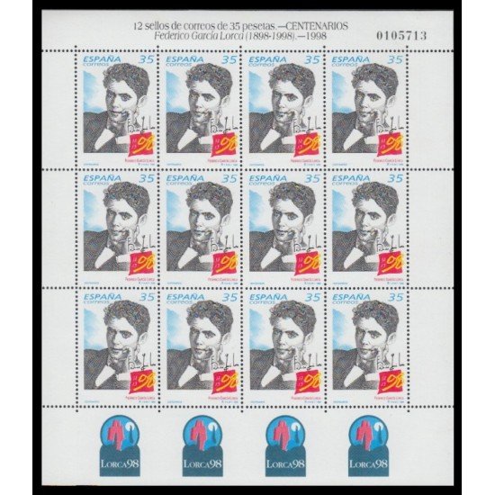 España Spain Minipliego 59 1998 Centenario García Lorca España Spain Minipliego 59 1998 Centenario García Lorca