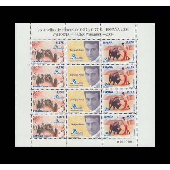 España Spain Minipliego 83 2004 Exposición Mundial Filatelia Toros Enrique Ponce