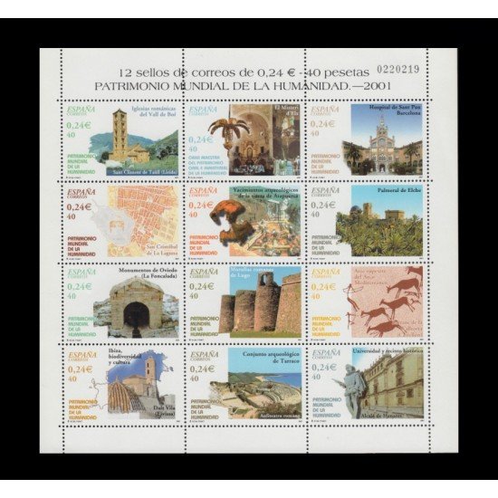 España Spain Minipliego 77 2001 Patrimonio de la Humanidad