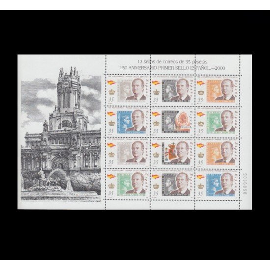 España Spain Minipliego 68 2000 150º Aniversario 1er Sello Español Rey Juan Carlos I