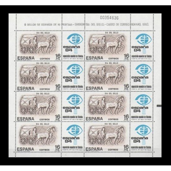 España Spain Minipliego 2 1983 Día del Sello Carro de correo romano España Spain Minipliego 2 1983 Día del Sello Carro de correo romano