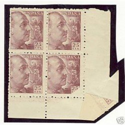 España Spain Variedad 923 1940/1945 Error Fallo de Impresión