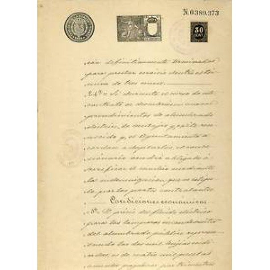 España Sapin Variedad 30 ct Imp. Guerra Papel Sellado 1899 Fiscal