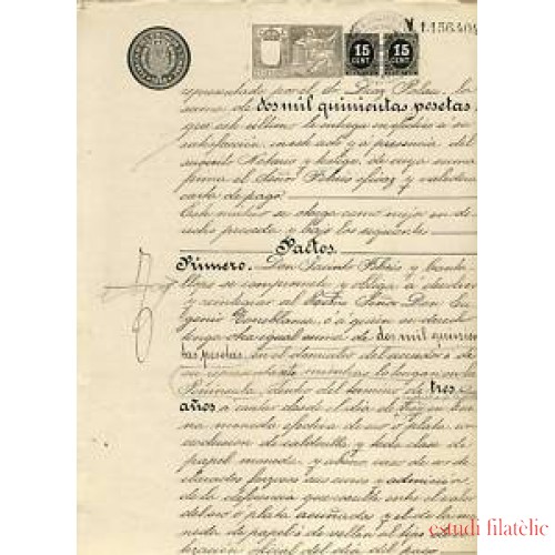 España Spain Variedad 238 1898 Pareja Papel Sellado Notarial Fiscal