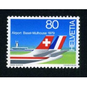 TRA1/S Suiza Switzerland  Nº 1079  1979  Aeropuerto franco-suizo de Bâle-Mulhouse Cola de avión Lujo