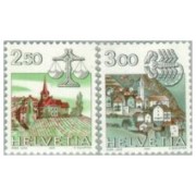 Suiza - 1217/18 - 1985 Serie Signos del zodiaco y paisajes Lujo