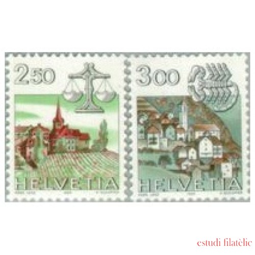 Suiza - 1217/18 - 1985 Serie Signos del zodiaco y paisajes Lujo