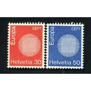 Suiza 855/56 1970 Europa Òxido en reverso