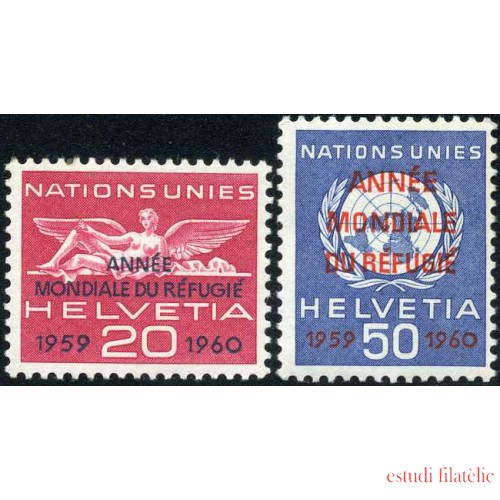 Suiza 408/09 S 1960 Naciones Unidad Sellos de 1959 con sobrecarga