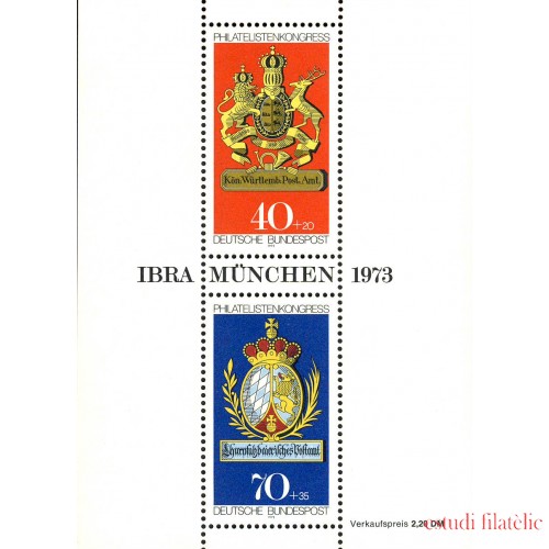 Alemania Federal Germany HB 8 1973 Congresos inter. de filatélicos Munich Lujo