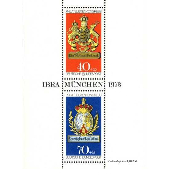 Alemania Federal Germany HB 8 1973 Congresos inter. de filatélicos Munich Lujo