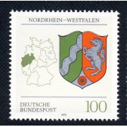 Alemania Federal - 1521 - GERMANY 1993 Mapa i escudo de Rhénanie-Westphalie Lujo