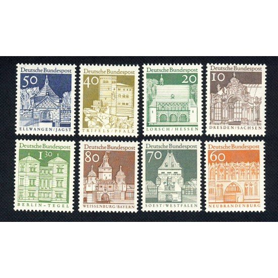 Alemania Federal - 391/97A - GERMANY 1967-69 Serie edificios históricos Lujo