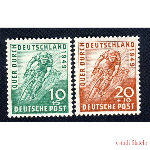 Alemania Federal  Bizonia  Nº 74/75  1949  Vuelta ciclista a Alemania Ciclista Lujo