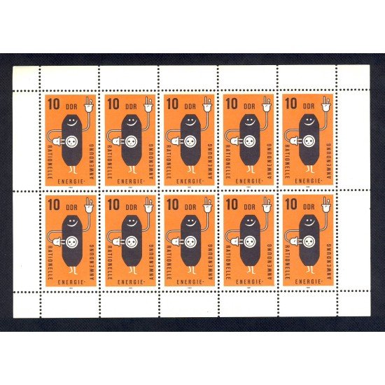Alemania Oriental - 2257 - GERMANY 1981 Consumo racional de energia Minihojita 10 sellos Lujo