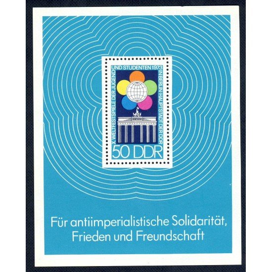 Alemania Oriental - Hojitas Bloque - 33-HB - GERMANY 1973 10º Fest. juventud y estudiantes Berlín Lujo
