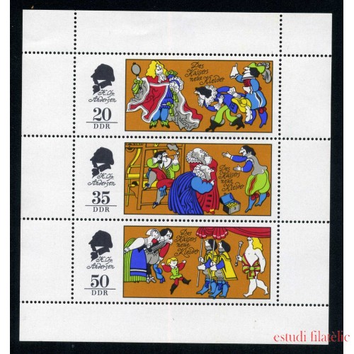Alemania Oriental - 1776/78-H - GERMANY 1975 Imágenes de cuento El traje nuevo del EmperadorMini-hojita 3 sellos  Lujo