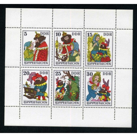Alemania Oriental - 1869/74-H - GERMANY 1976 Imágenes de cuento Diablillo Mini-hojita 6 sellos Lujo