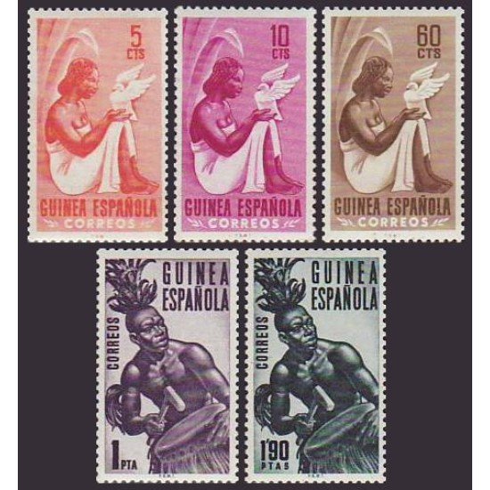 Guinea Española 325/29 1953 Serie Básica Tipos indígenas MNH
