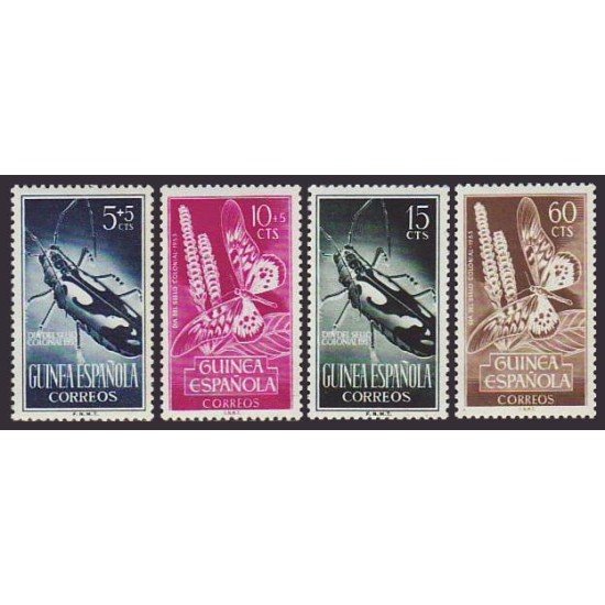 Guinea Española 330/33 1953 Día del Sello Insectos MNH