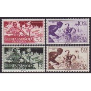 Guinea Española 334/37 1954 Pro indígenas Caza MNH 