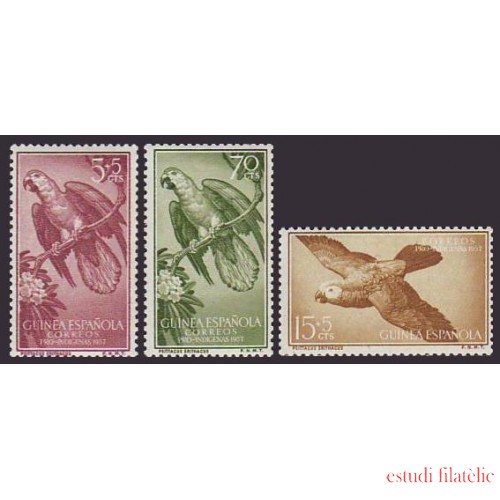 Guinea Española 365/67 1957 Pro indígenas Aves MNH