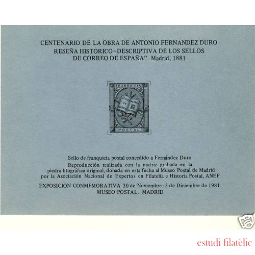 España Spain Hojitas Recuerdo 106 1981 FNMT Antonio Fernández Duro