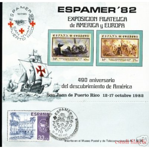 España Spain Hojitas Recuerdo 109 1982 FNMT Colón Espamer 82