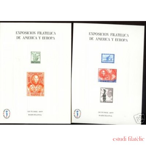 España Spain Hojitas Recuerdo 53/54 1977 FNMT Colón Exposición Filatélica de América y Europa
