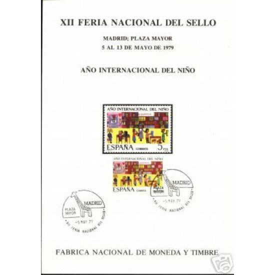 España Spain Hojitas Recuerdo 77 1979 FNMT Año Internacional Niño