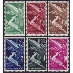 Ifni 89/94 1953 1 abr. Correo Aéreo Fauna Avión Plain MNH Ifni 89/94 1953 1 abr. Correo Aéreo Fauna Avión Plain MNH