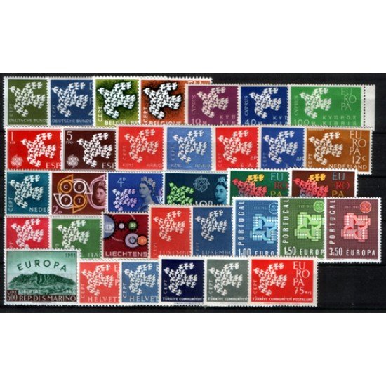 Tema Europa - 1961 Año Completo 34 Sellos Tema Europa - 1961 Año Completo 34 Sellos