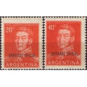 Argentina 377/378  1955 Serie Básica tipo 1955-56 General San Martín. sobrecargados