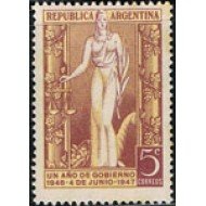 Argentina 487 1947 1er. Aniversario de la elección  del presidente del general Perón MNH