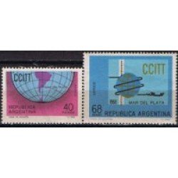 VAR3/S Argentina A- 124/25 1968 IV Asamblea de la Comisión Consulyayiva Internacional de Telegrafos y telefonos MNH