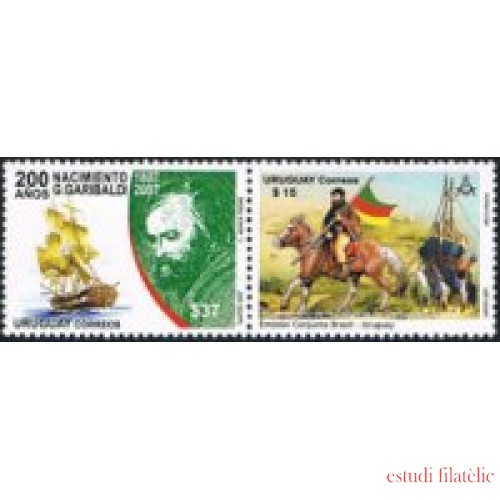 Uruguay 2321a/22a 200 Años del Nacimiento de G. Garibaldi. Setenant MNH