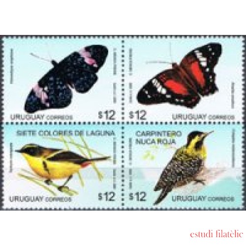 Uruguay 2407/2410 - Mariposas y pájaros MNH