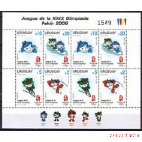 Uruguay 2367a/70a 2008 Juegos Olímpicos de Verano en Pekín MNH
