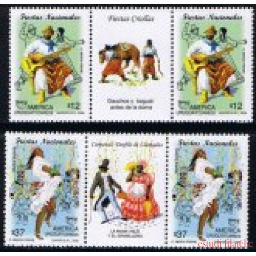 Uruguay - 2377a/78a 2008 Serie América UPAEP. Fiestas Nacionales Setenant MNH