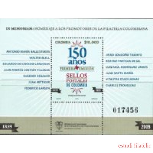 Colombia HB 66 2009 151 Años del Primer sello Postal MNH