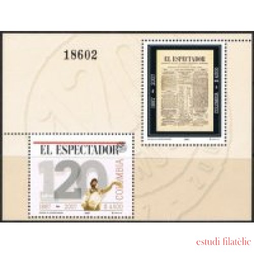 Colombia HB 62 2007 120 Años del periódico El Espectador MNH