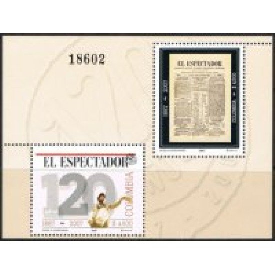 Colombia HB 62 2007 120 Años del periódico El Espectador MNH Colombia HB 62 2007 120 Años del periódico El Espectador MNH
